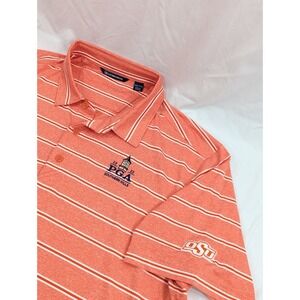 Oklahoma State Pga‎ Southern Hills Orange XL Cutter & Buck Golf Striped Polo 2XL